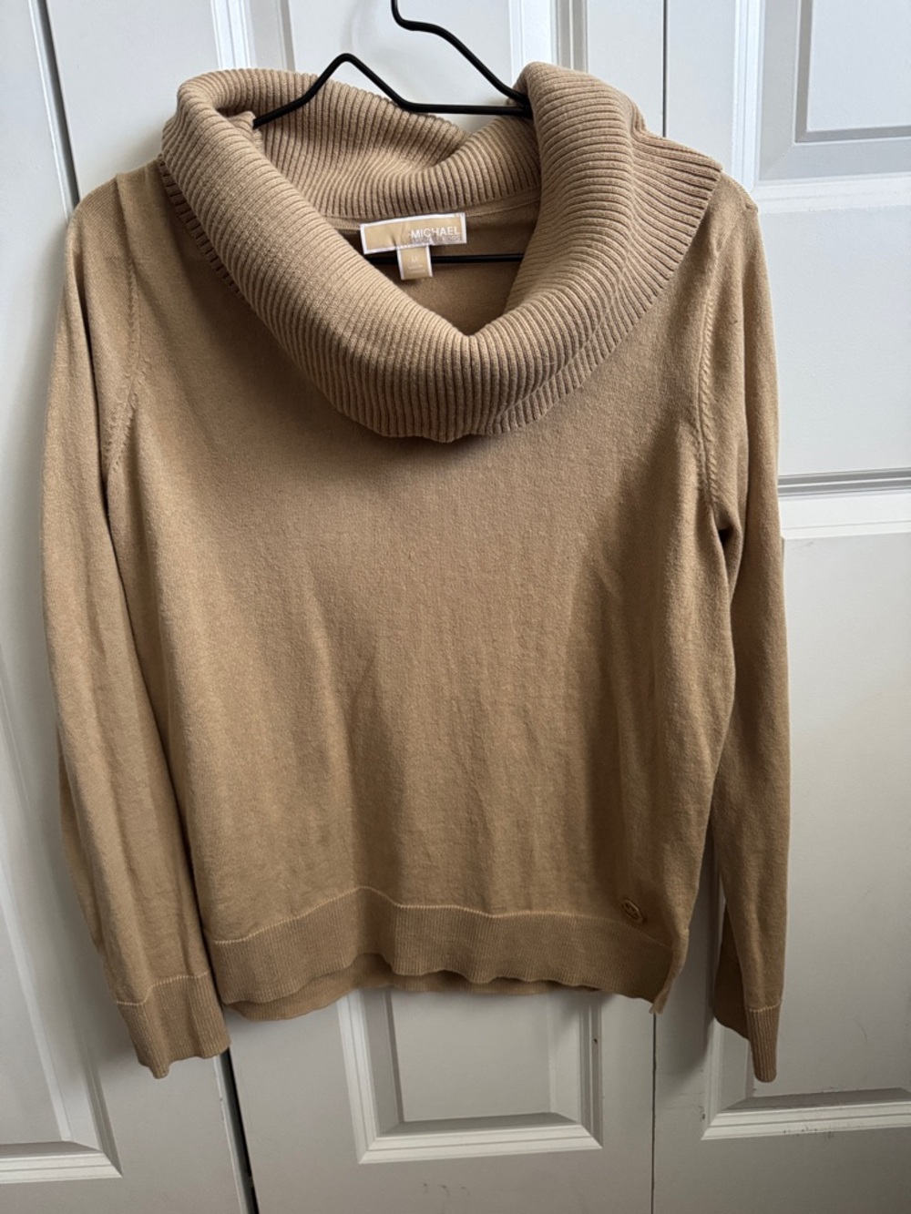 Michael Kors Camel Ribbed Cowl Neck Sweater